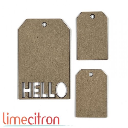  Chipboard -  3 tags Hello